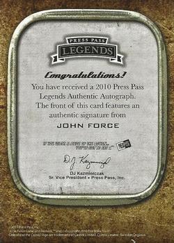 2010 Press Pass Legends - Autographs Copper #NNO John Force Back