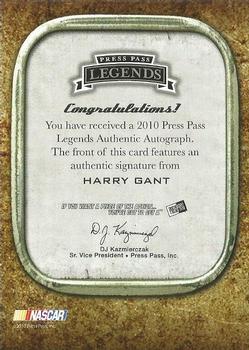 2010 Press Pass Legends - Autographs Gold #NNO Harry Gant Back