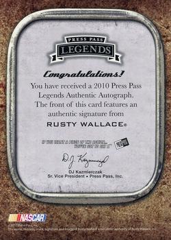 2010 Press Pass Legends - Autographs Holofoil #NNO Rusty Wallace Back