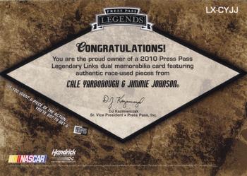 2010 Press Pass Legends - Legendary Links Gold #LX-CYJJ Cale Yarborough / Jimmie Johnson Back