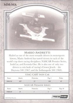 2010 Press Pass Legends - Motorsports Masters #MM-MA Mario Andretti Back