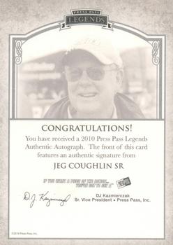 2010 Press Pass Legends - Motorsports Masters Autographs Silver #NNO Jeg Coughlin Back