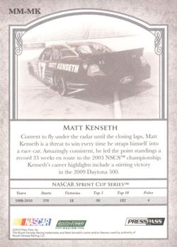 2010 Press Pass Legends - Motorsports Masters Gold #MM-MK Matt Kenseth Back