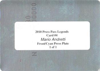 2010 Press Pass Legends - Press Plates Cyan #4 Mario Andretti Back