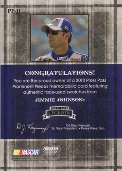 2010 Press Pass Legends - Prominent Pieces Copper #PP-JJ Jimmie Johnson Back
