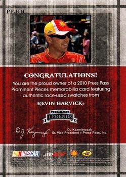 2010 Press Pass Legends - Prominent Pieces Gold #PP-KH Kevin Harvick Back