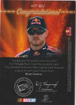 2010 Press Pass Premium - Hot Threads #HT-BV Brian Vickers Back