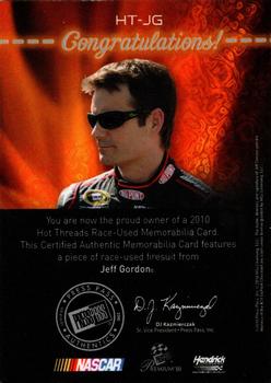 2010 Press Pass Premium - Hot Threads #HT-JG Jeff Gordon Back