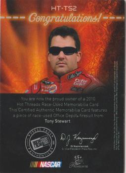 2010 Press Pass Premium - Hot Threads #HT-TS2 Tony Stewart Back