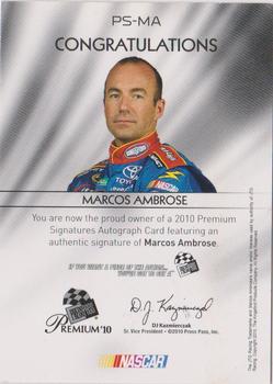 2010 Press Pass Premium - Signatures #PS-MA Marcos Ambrose Back