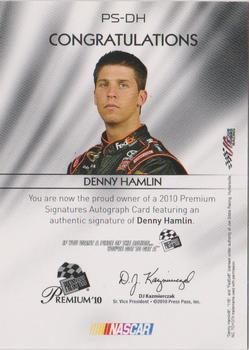 2010 Press Pass Premium - Signatures #PS-DH Denny Hamlin Back