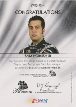 2010 Press Pass Premium - Signatures #PS-SH Sam Hornish Jr. Back