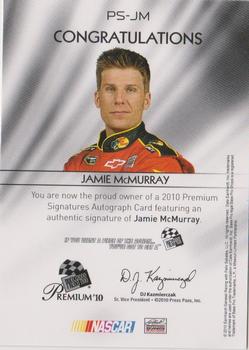 2010 Press Pass Premium - Signatures #PS-JM Jamie McMurray Back