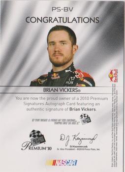 2010 Press Pass Premium - Signatures #PS-BV Brian Vickers Back