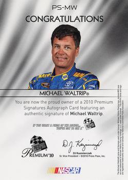2010 Press Pass Premium - Signatures #PS-MW Michael Waltrip Back