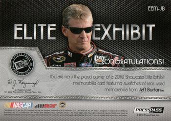 2010 Press Pass Showcase - Elite Exhibit Memorabilia-1st Gear #EEM-JB Jeff Burton Back