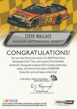 2010 Press Pass - Autographs #NNO Steve Wallace Back