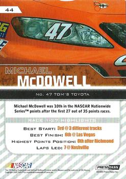 2010 Press Pass - Blue #44 Michael McDowell Back