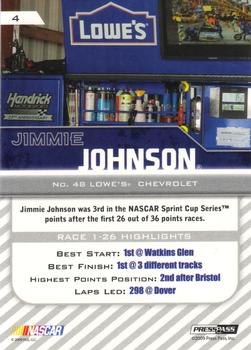 2010 Press Pass - Blue #4 Jimmie Johnson Back