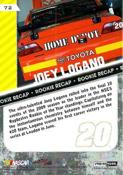 2010 Press Pass - Blue #72 Joey Logano Back