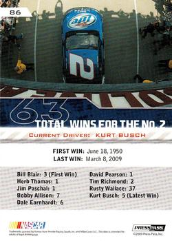 2010 Press Pass - Blue #86 Kurt Busch's Car Back