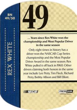 2010 Press Pass - By The Numbers #BN 49 Rex White Back
