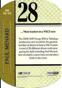 2010 Press Pass - By The Numbers #BN 28 Paul Menard Back