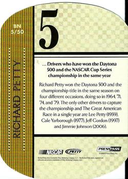 2010 Press Pass - By The Numbers #BN 5 Richard Petty Back