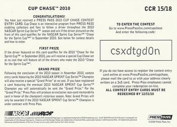 2010 Press Pass - Cup Chase #CCR 15 Clint Bowyer Back