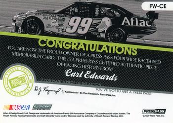 2010 Press Pass - Four Wide Firesuit Edition #FW-CE Carl Edwards Back