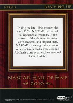 2010 Press Pass - NASCAR Hall of Fame #NHOF 3 Revving Up Back