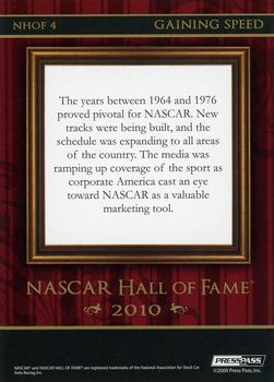 2010 Press Pass - NASCAR Hall of Fame #NHOF 4 Gaining Speed Back