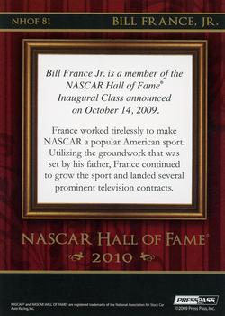 2010 Press Pass - NASCAR Hall of Fame #NHOF 81 Bill France Jr. Back