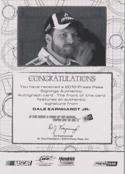 2010 Press Pass - Signings Silver #NNO Dale Earnhardt Jr. Back
