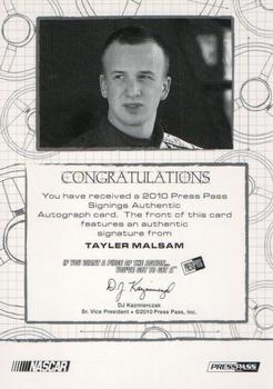 2010 Press Pass - Signings Silver #NNO Tayler Malsam Back