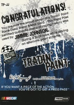 2010 Press Pass - Tradin' Paint Sheet Metal #TP-JJ Jimmie Johnson Back