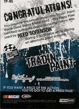 2010 Press Pass - Tradin' Paint Sheet Metal #TP-RS Reed Sorenson Back