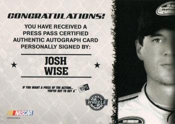 2010 Wheels Main Event - Marks Autographs #NNO Josh Wise Back
