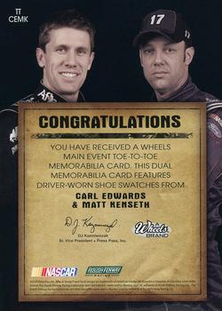 2010 Wheels Main Event - Toe to Toe #TT CEMK Carl Edwards/Matt Kenseth Back