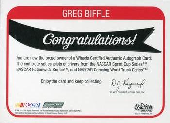 2011 Wheels Element - Autographs Gold #NNO Greg Biffle Back