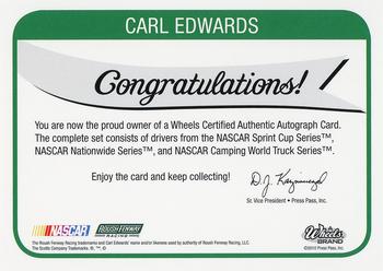 2011 Wheels Element - Autographs Gold #NNO Carl Edwards Back