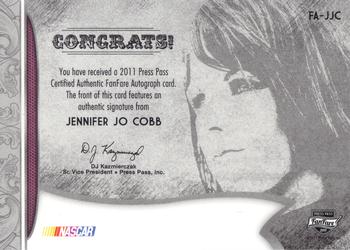 2011 Press Pass Fanfare - FanFare Autographs Blue #FA-JJC Jennifer Jo Cobb Back