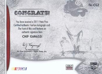2011 Press Pass Fanfare - FanFare Autographs Blue #FA-CG2 Chip Ganassi Back