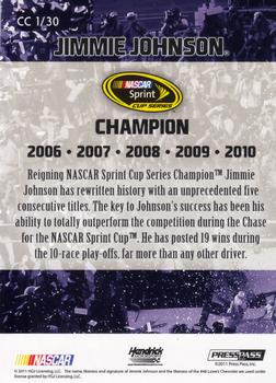 2011 Press Pass Fanfare - Championship Caliber #CC 1 Jimmie Johnson Back