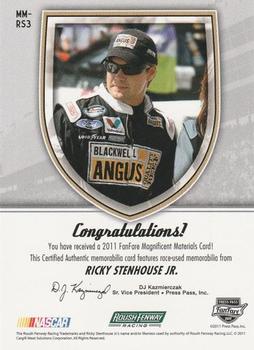 2011 Press Pass Fanfare - Magnificent Materials Holofoil #MM-RS3 Ricky Stenhouse Jr. Back