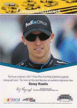 2011 Press Pass Legends - Autographs Blue #LGA-DH Denny Hamlin Back