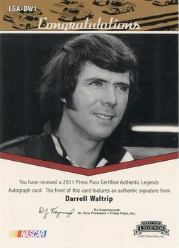 2011 Press Pass Legends - Autographs Blue #LGA-DW1 Darrell Waltrip Back