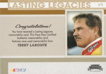 2011 Press Pass Legends - Lasting Legacies Memorabilia Holofoil #LL-TL Terry Labonte Back