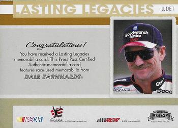 2011 Press Pass Legends - Lasting Legacies Memorabilia Silver #LL-DE1 Dale Earnhardt Back