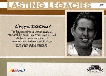 2011 Press Pass Legends - Lasting Legacies Memorabilia Silver #LL-DP David Pearson Back
